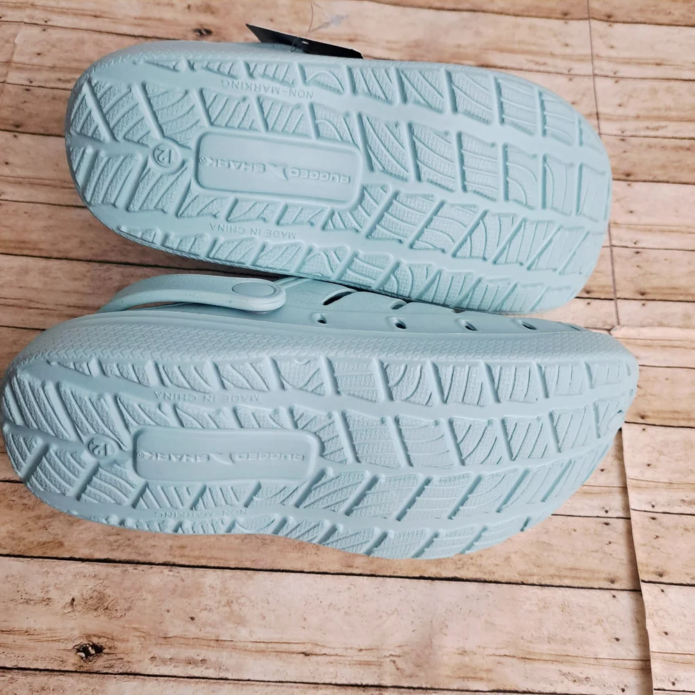 Rugged Shark Toddler Big Kids Lined Clogs Aqua Slippers Sandals Mint Green